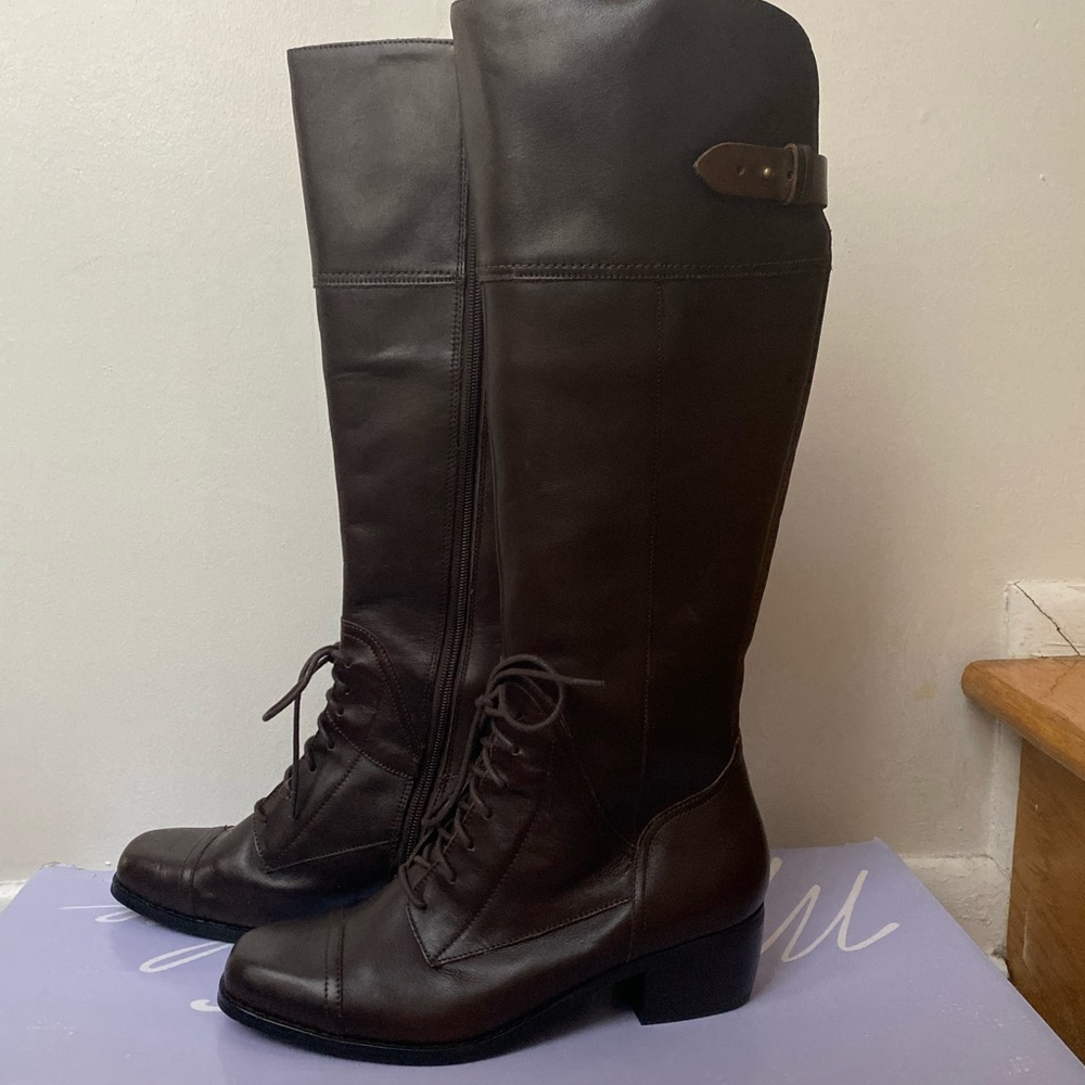 Knee high zip up riding boots